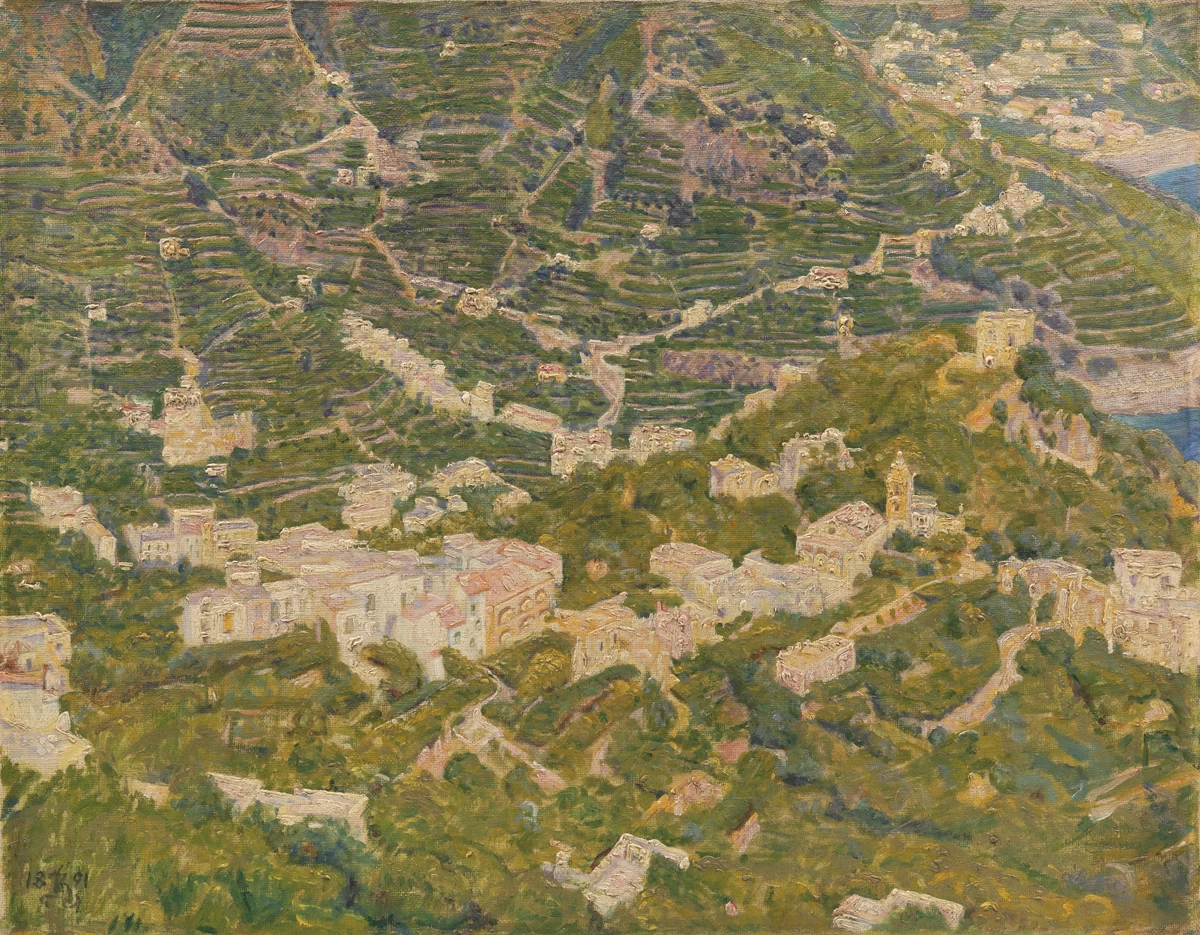 Kristian Zahrtmann - 130, Vista a volo d'uccello da Ravello verso Torello, Statens Museum for Kunst, Copenaghen